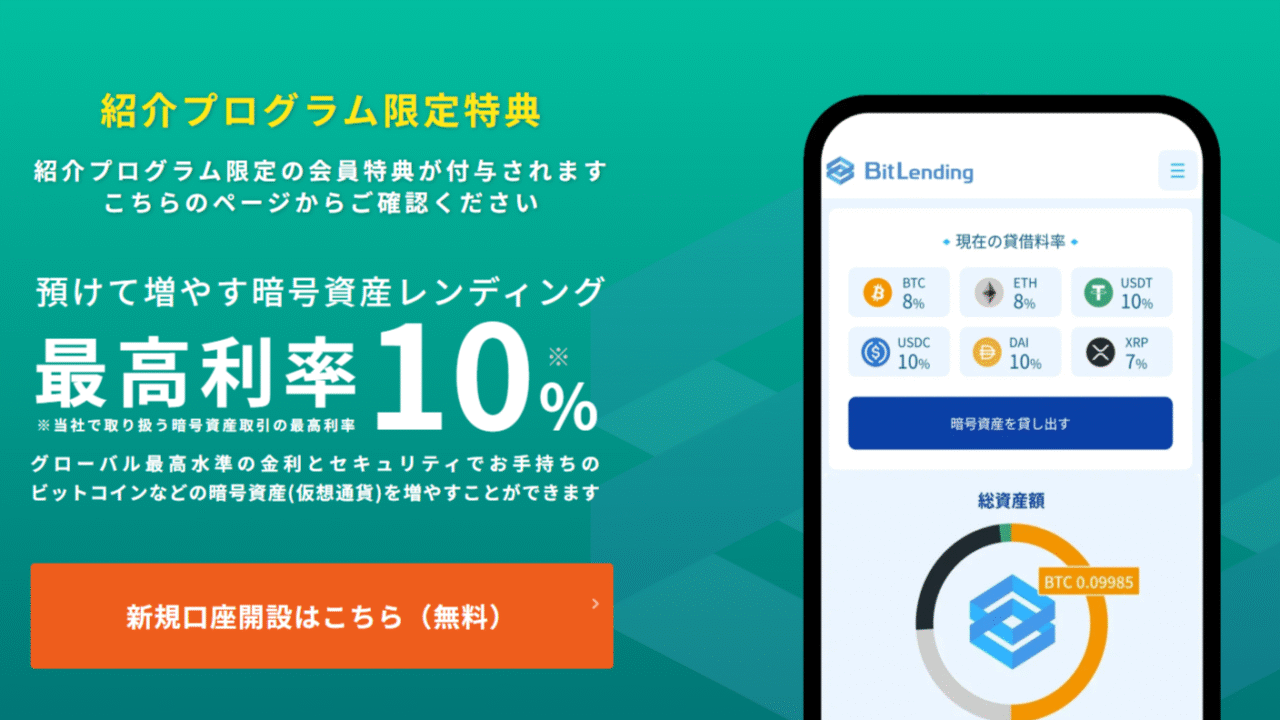 ビットレンディング(BitLending)の紹介プログラム